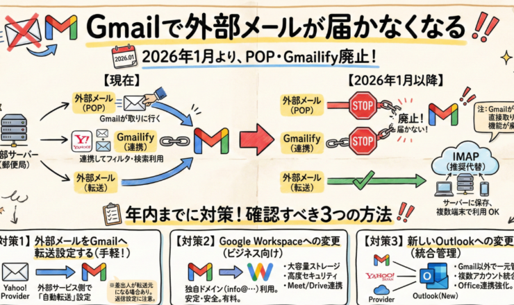 Gmailで外部メールが届かなくなる