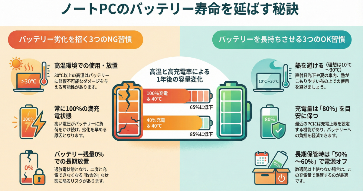ノートパソコンのバッテリーについて