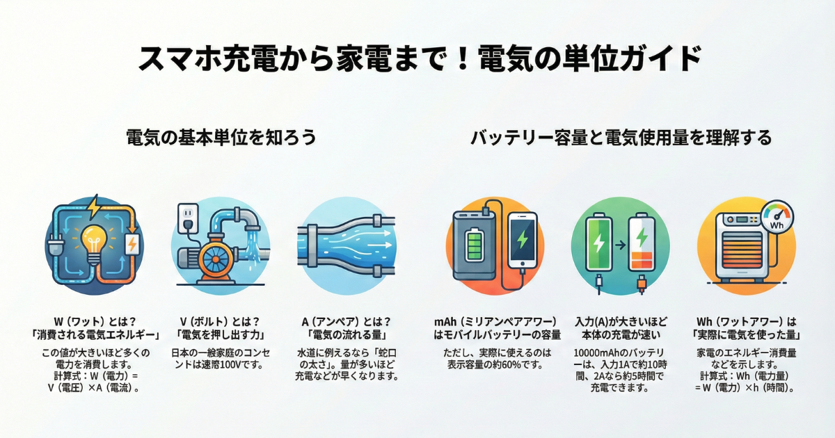 W(ワット) V(ボルト) A(アンペア)とは