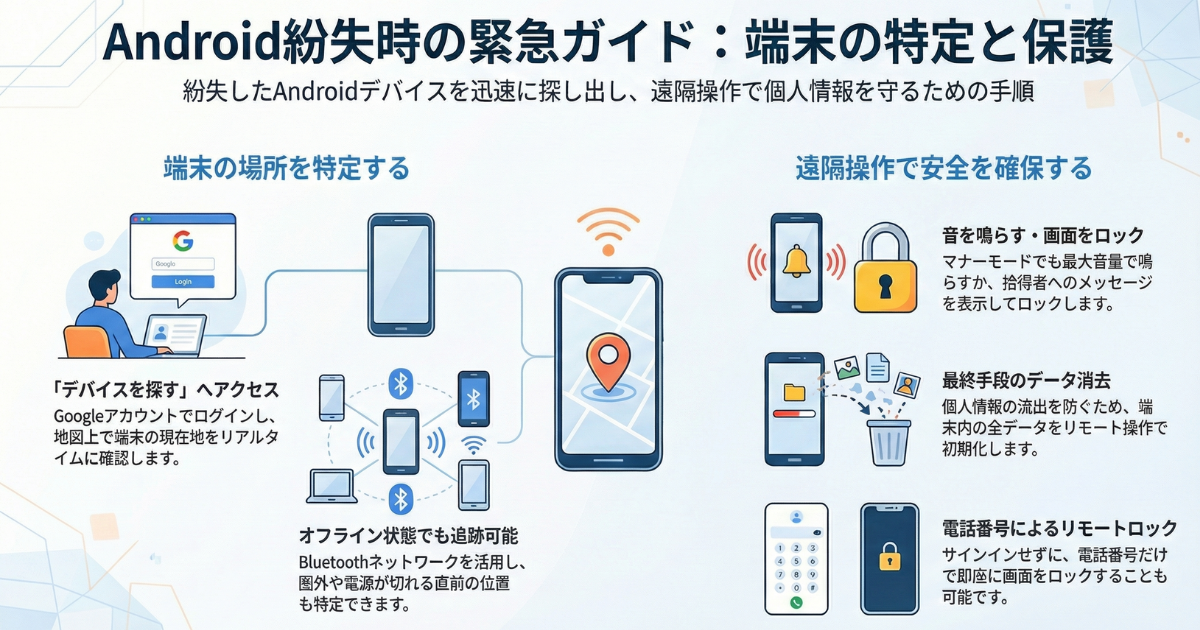 スマホ Android 紛失時の探し方