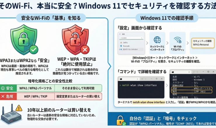 無線LANのセキュリティの種類を調べる方法