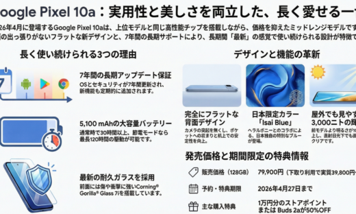 Google Pixel 10a　4月14日発売