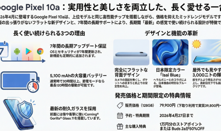 Google Pixel 10a　4月14日発売