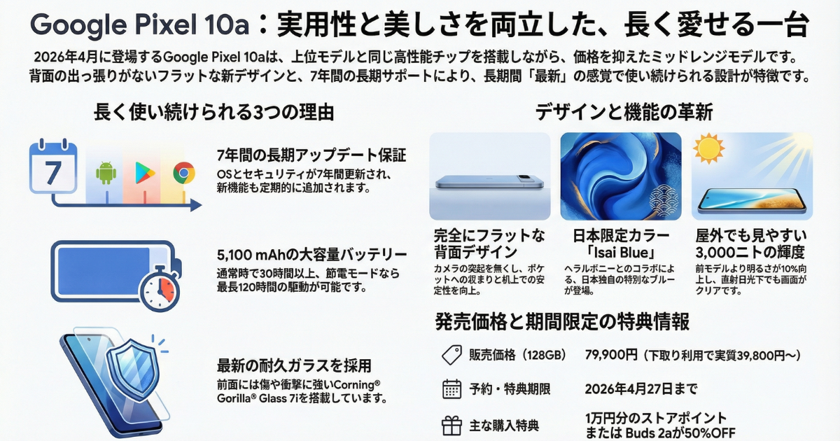 Google Pixel 10a　4月14日発売