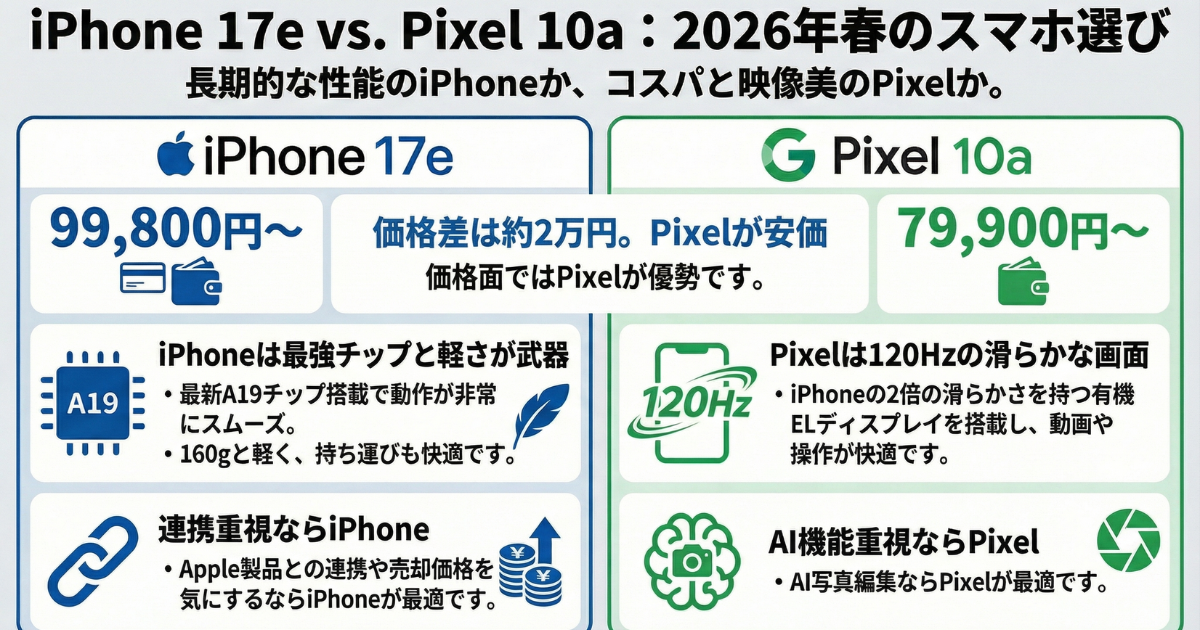 iPhone17eとPixel 10aの比較
